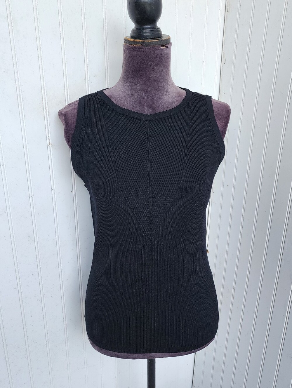White House Black Market Top WHBM Rayon Nylon Ribbed Knit Sweater Tank Stretch L